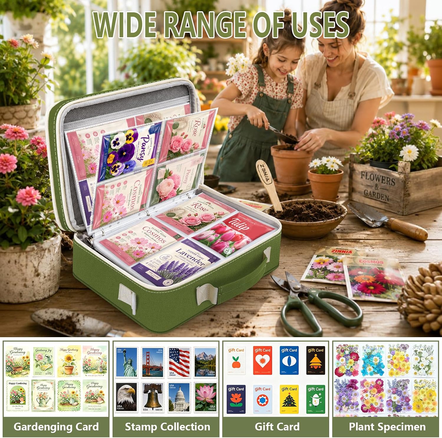 Seed Storage Organizer Binder, Seed Holder Organizer Seed&Envelopes, Sheet | Garden Saving Binder Bag with 20Pcs