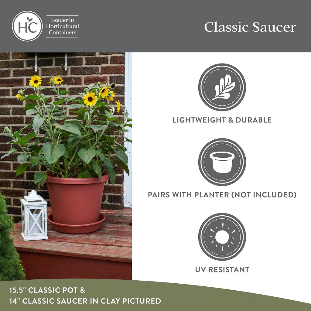 The HC Companies Flower Pot Saucers - Plastic Plant Saucer for Outdoors & Indoors - Traditional Design Plant Pot Trays