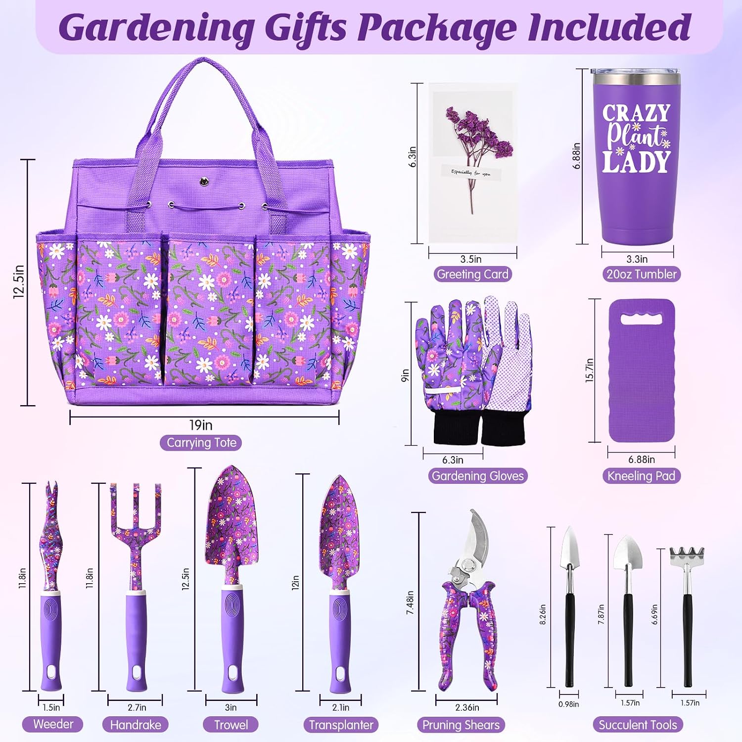 Gardening Gifts for Women, Gardening Tools for Women, 14 PCS Garden Tools Set Kit with Garden Tool Bag, Plant Lover