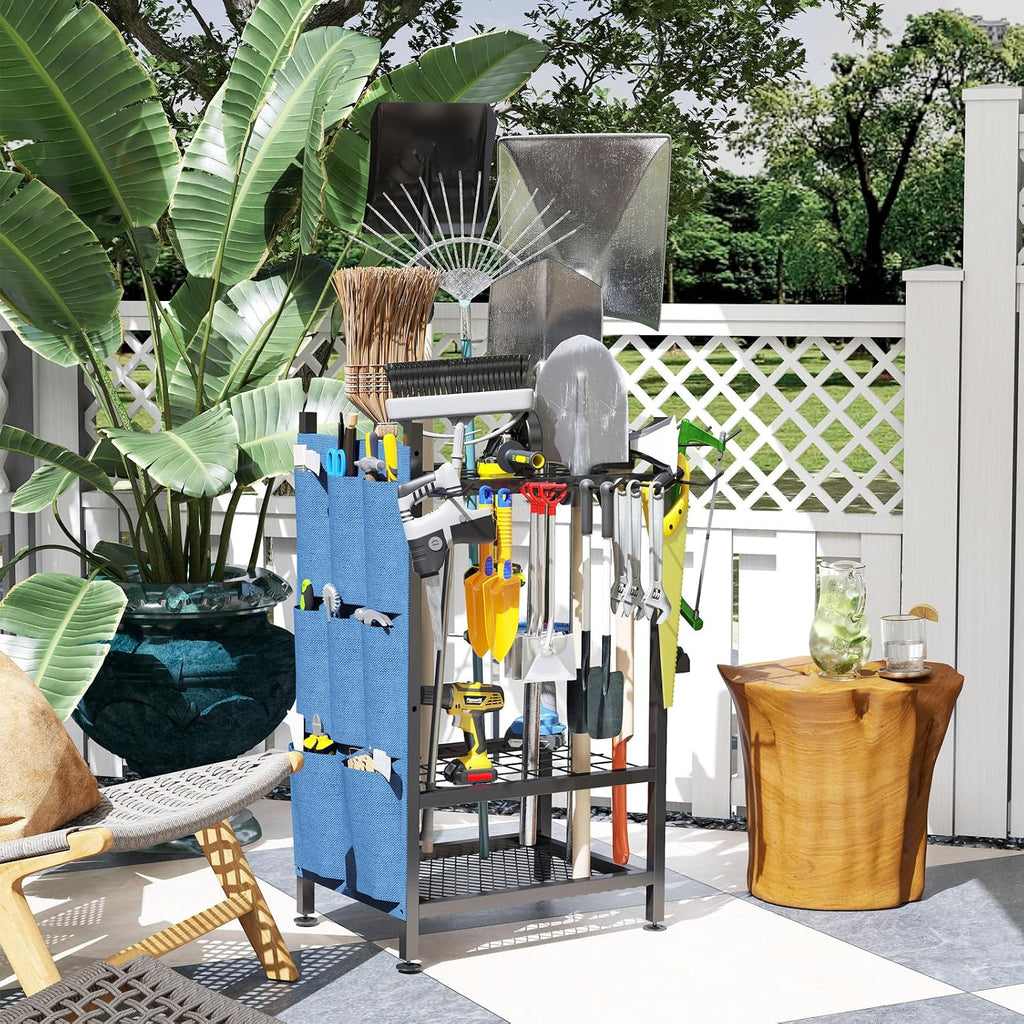Garden Tool Organizer, Garden Yard Tool Rack for Garage, Garage Organization and Storage, Metal Yard Tools Storage up