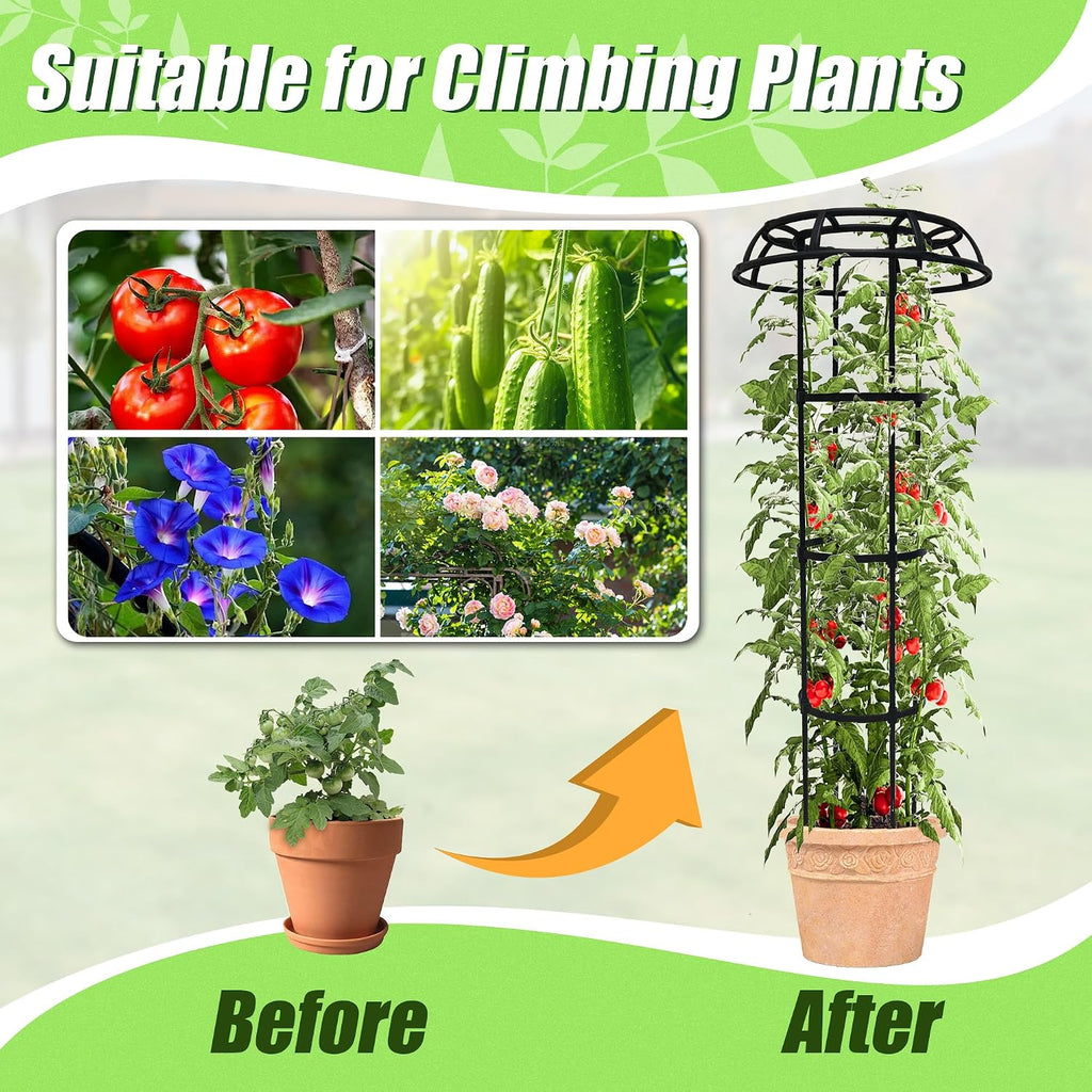 Quibbay Garden Trellis for Climbing Plants Outdoor, 65 Inch Mushroom Top Trellis for Climbing Plants, Plant Trellis