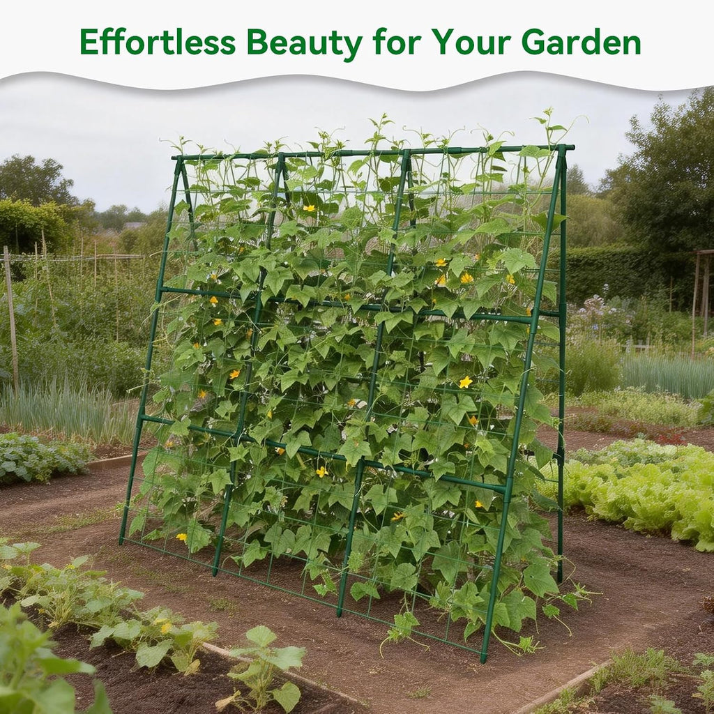 Cucumber Trellis - 49.4"*49.4" Metal Garden Trellis for Climbing Plants, Garden Trellis with Plastic-Coated Steel Pipe