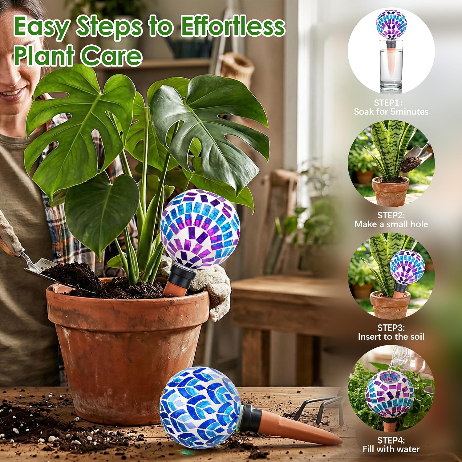 Plant Watering Globe Large Self Watering Globes 2 Pack | Indoor Outdoor Plants Self Watering Planter Insert Watering