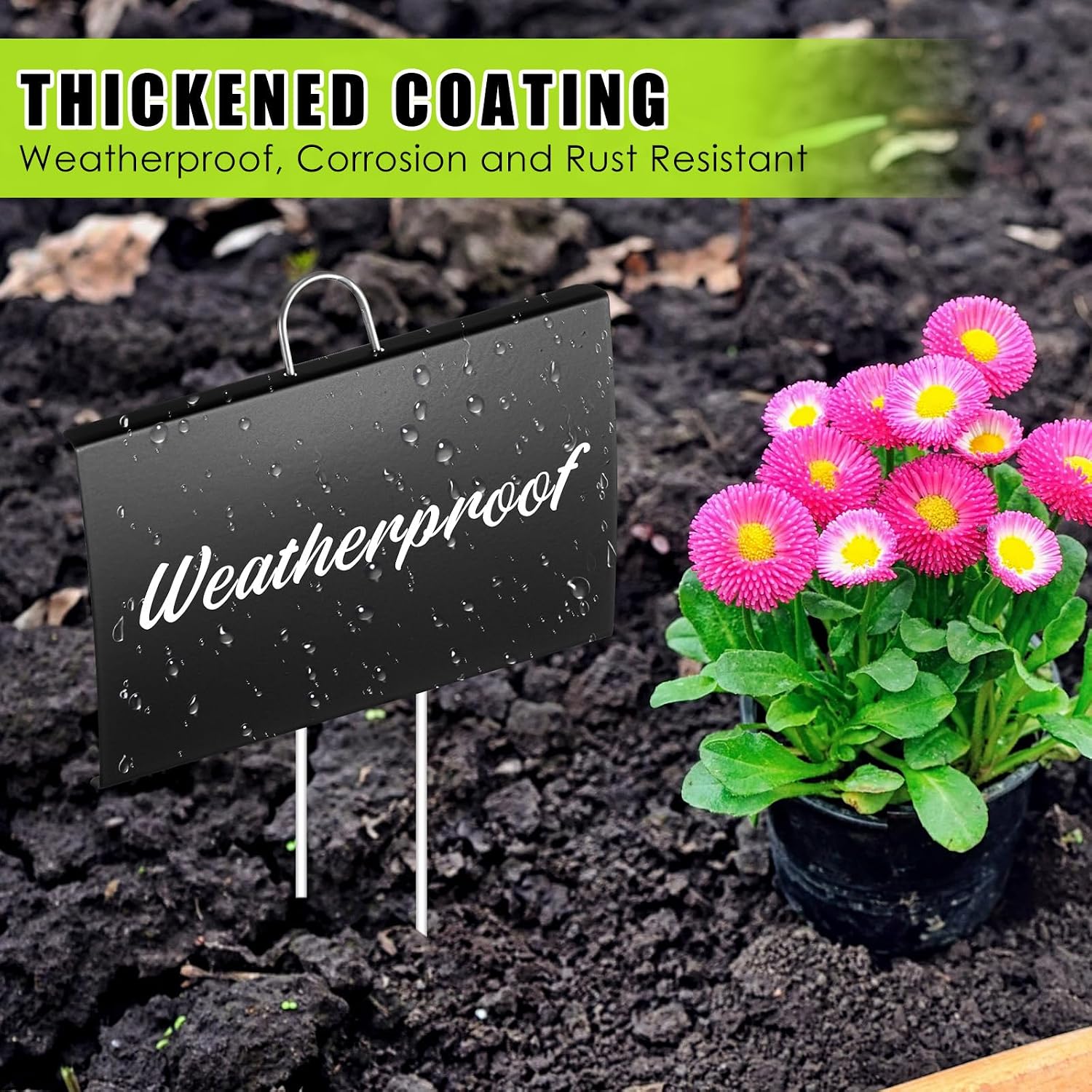 Landhoow 30 Pcs Large Garden Plant Markers Metal Plant Labels Sign 4'' x 6'' with 11'' Stake Weatherproof Waterproof