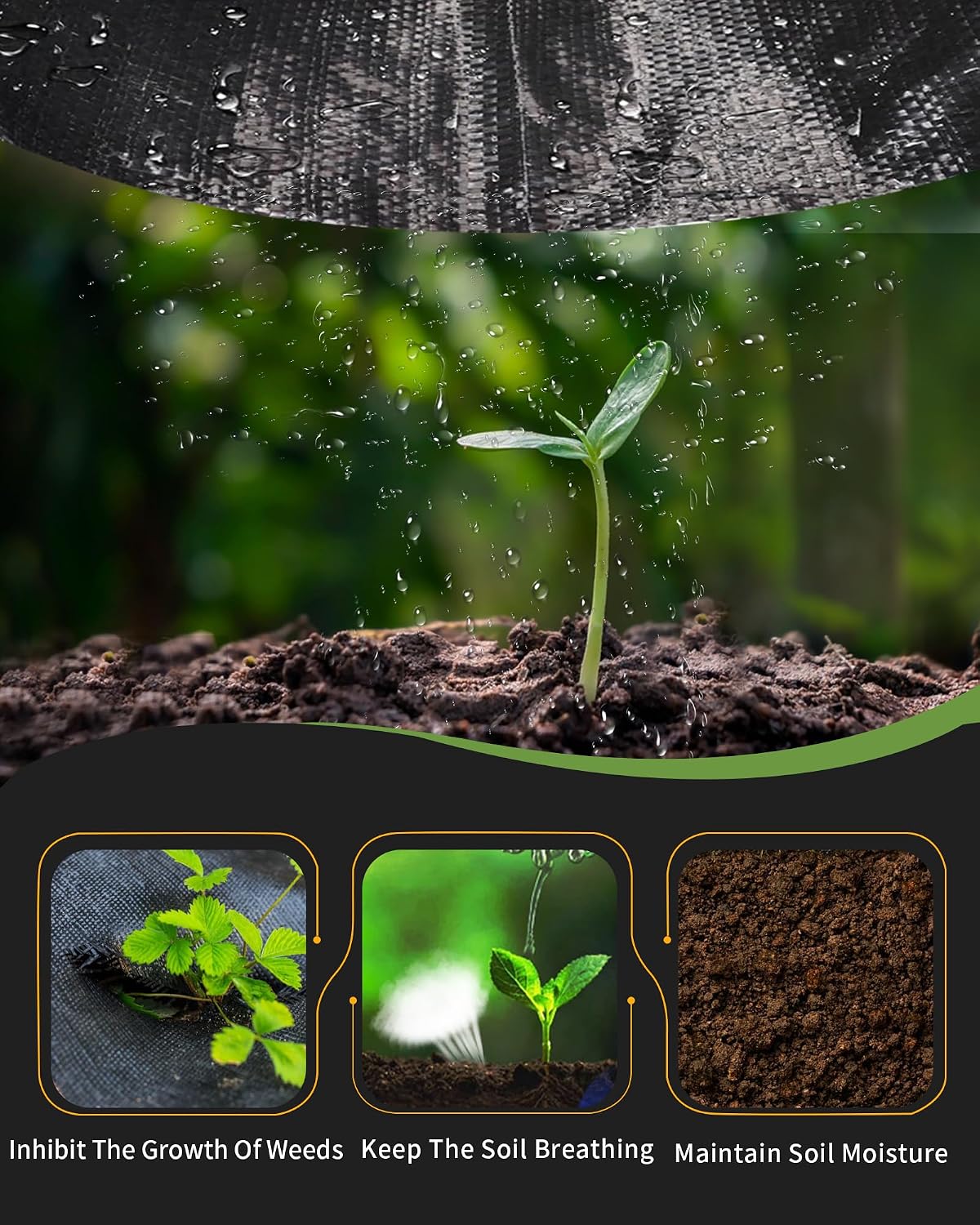 Pterying 6.5x300ft Weed Barrier Fabric, 3oz Heavy Duty for Garden Driveway | Outdoor Ground Cover for Yard, Woven