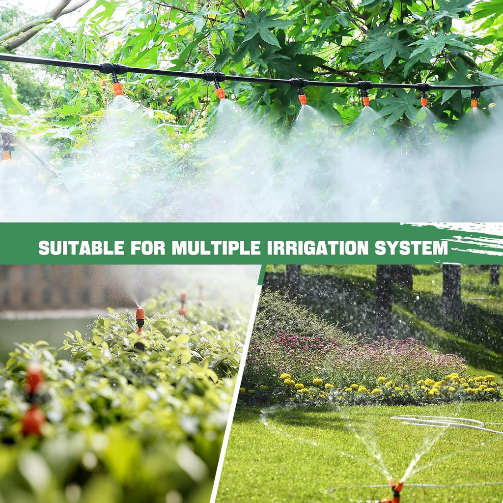 1/2 Inch Drip Irrigation Tubing 75FT Flexible Garden Water Hose Supply | Black Outdoor Hose with 2 Six-Way Connectors &