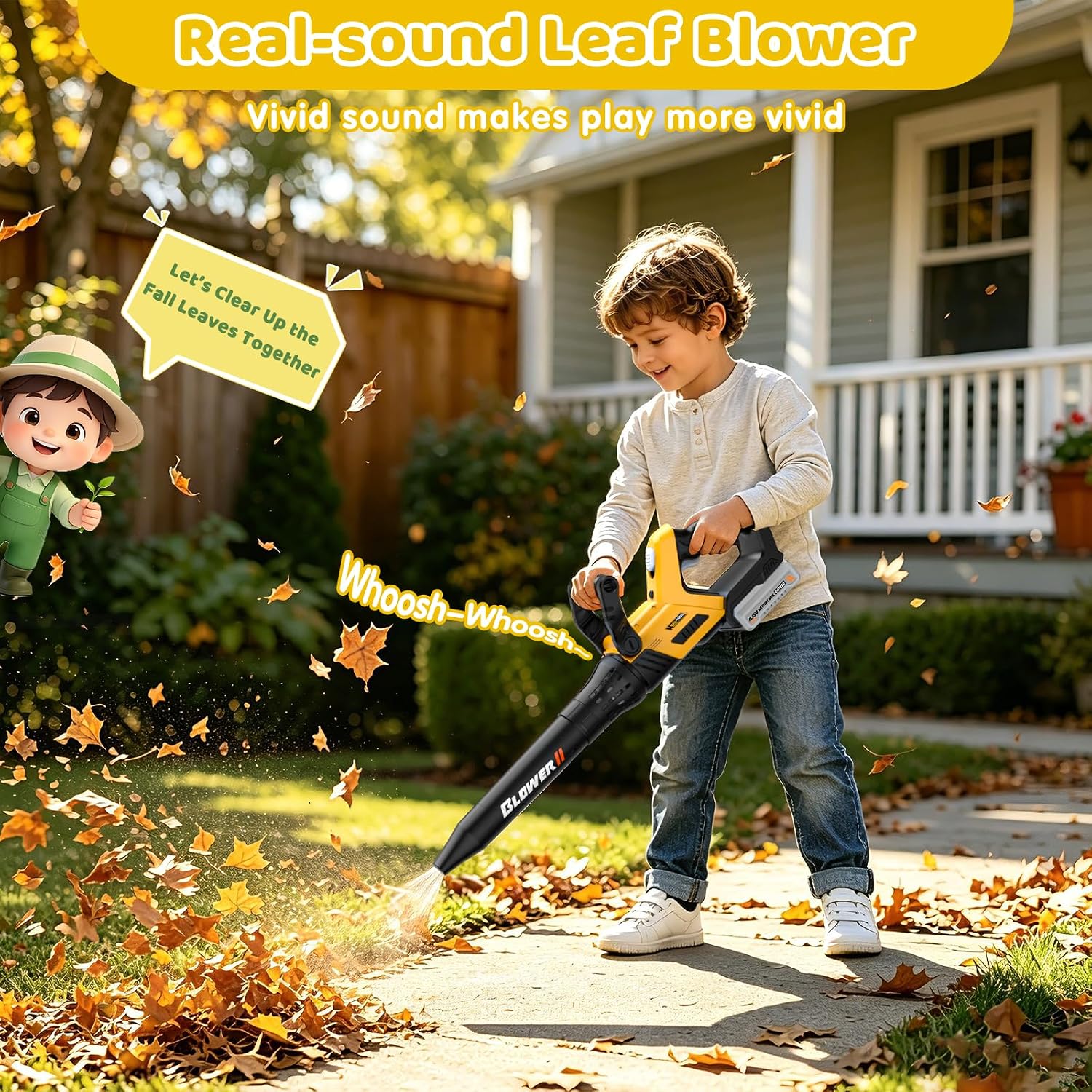 3-IN-1 Toddler Tool Set, Weed Wacker Toy, Kids Leaf Blower & Hedge Trimmer | Kids Garden Tool Set with Sounds & Lights