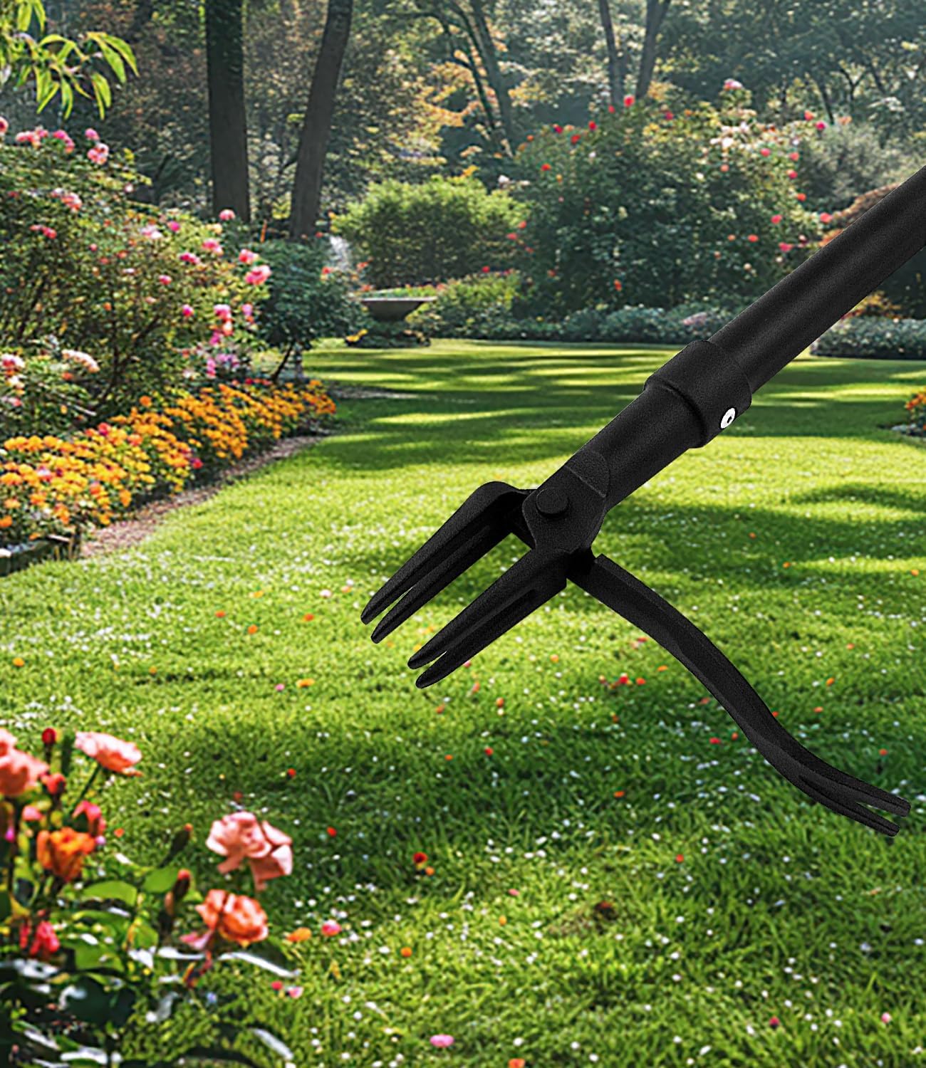 Weed Puller Tool, 4-Claw Stand Up Gardening Hand Weeding Tool with Adjustable 47.8" Stainless Steel Handle & 1035 Steel