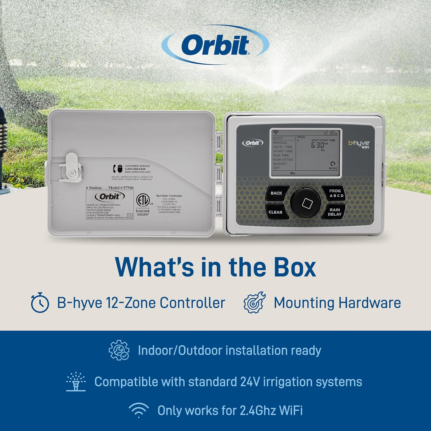 Orbit B-hyve Smart Indoor/Outdoor Sprinkler Controller - 12-Zone - App Controlled Smart Controller with Custom
