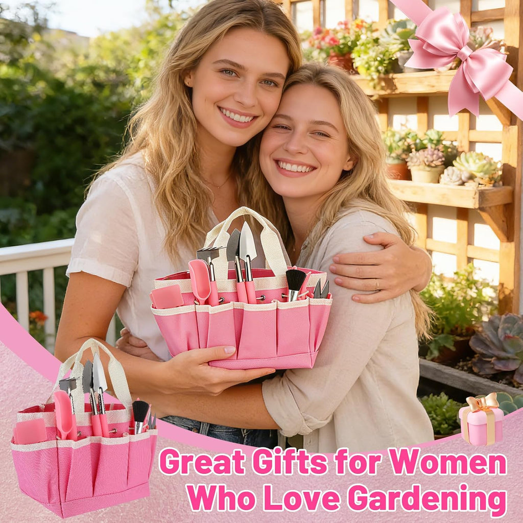 ANPHSIN 44pcs Small Gardening Tools Gifts for Women Beginners, Pink | Garden Hand Tools Set for Indoor Succulent
