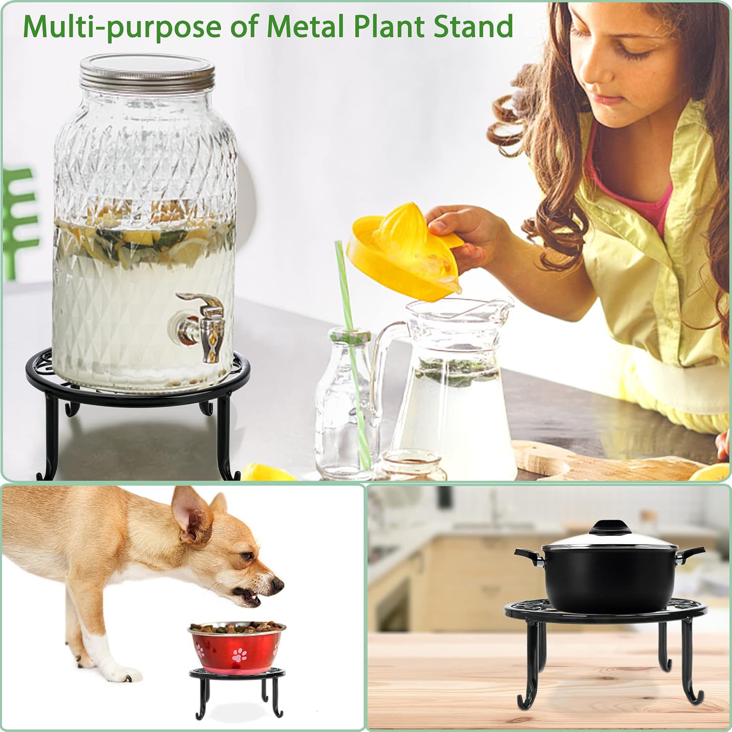 Xgunion Metal Plant Stand 5 Pack Heavy Duty Rustproof Indoor Outdoor | Iron Round Shelf for Flower Pot Planter, Patio &