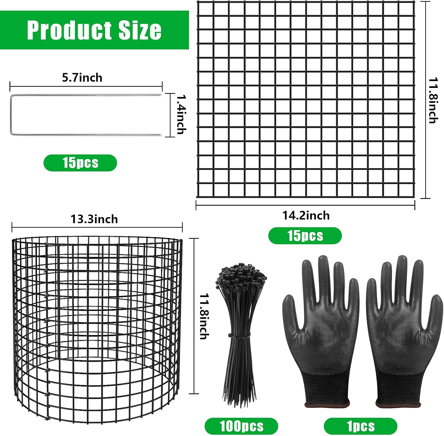 5 Pack Plant Protectors from Animals, 13x12" Plant Cages for Outdoor Plants | Wire Plant Protector, Thick Metal