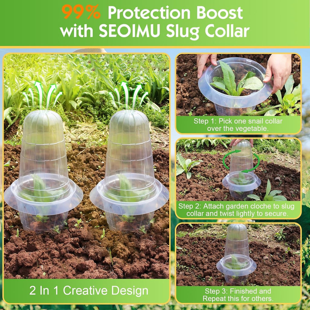 20 Pcs Upgraded Transparent Garden Cloches for Plants, Reusable Plant Covers, Plant Protectors from Animals for Garden