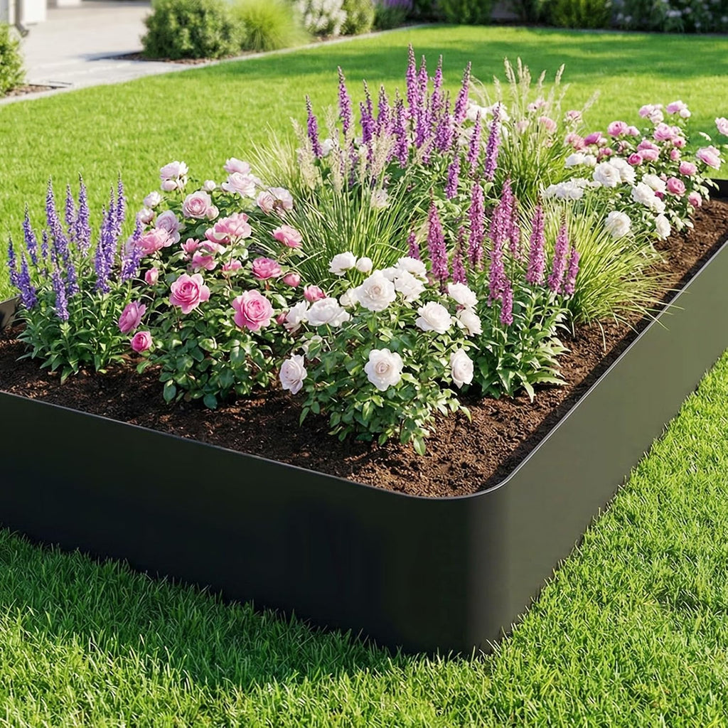4 Inch Tall No Dig Landscape Edging, 20 FT Heavy Duty Plastic Garden Border Kit with 25 Metal Stakes, Durable