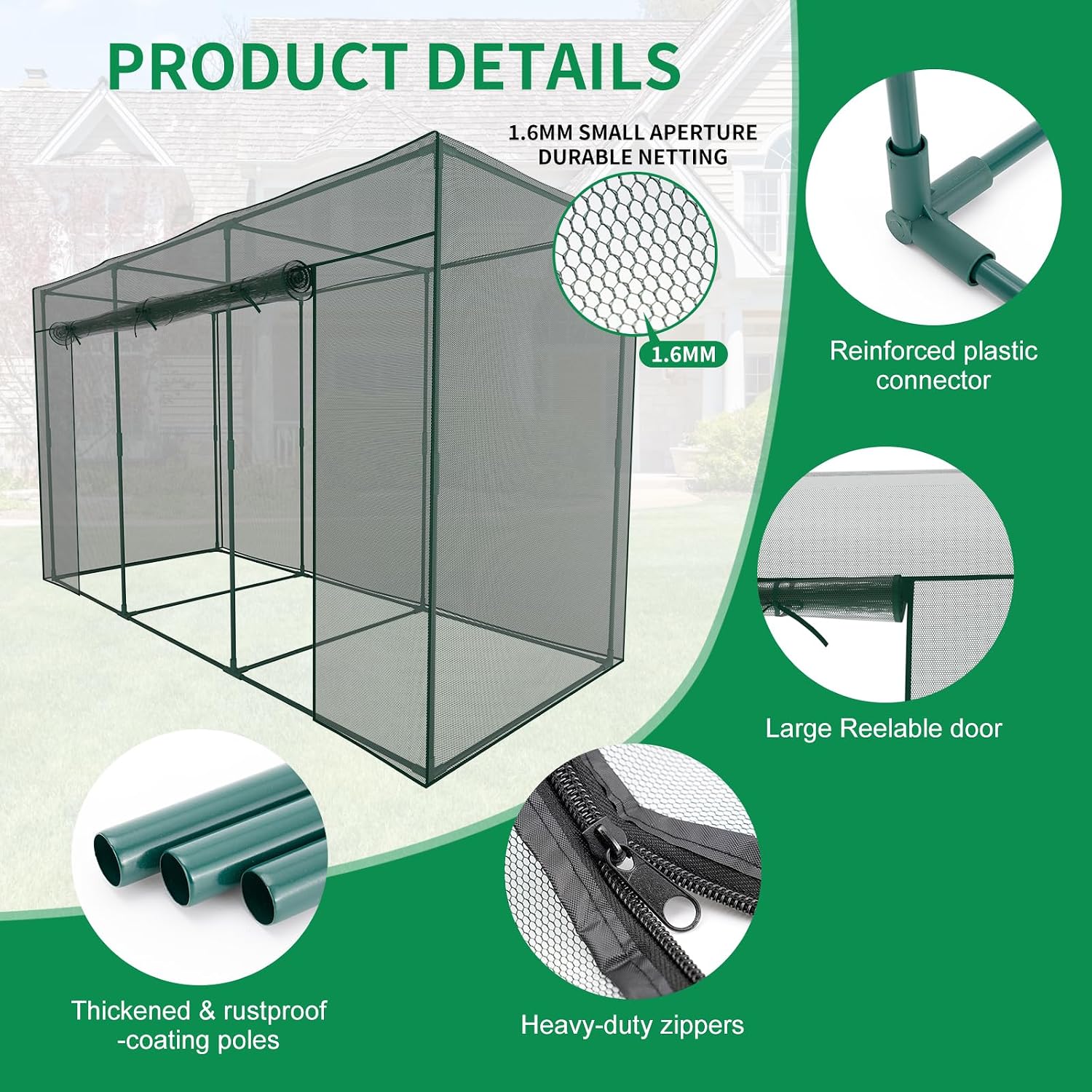 SUNYRISY Garden Plant Netting Crop Cage for Garden Raised Bed | 11.8 x 4 x 6 Ft Plant Cover Cage Protectors from Animal