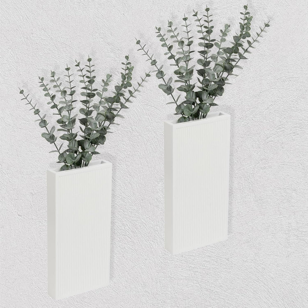 Wood Wall Planter Set of 2, Modern Wall Hanging Decor Pocket Planter for Greenery and Dried Flowers, Indoor Wood