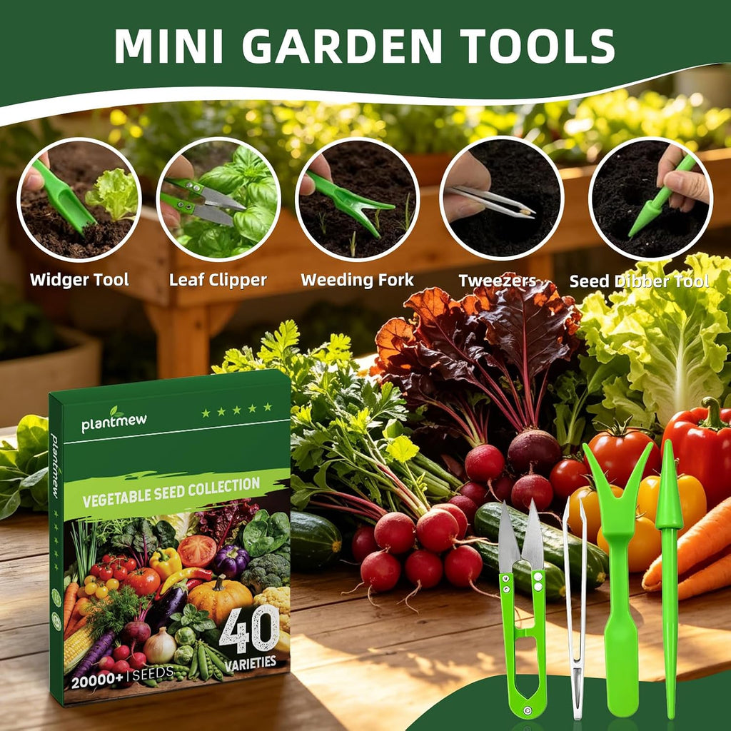 Vegetable Heirloom Seeds Vault Kit | 40 Varieties | 20,000+ High Yield Garden Seeds | Sweet Basil, Cherry Tomato