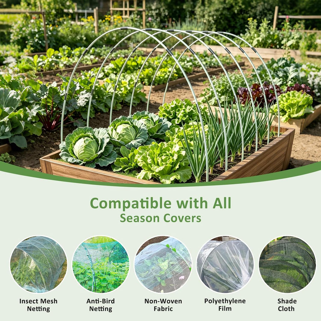 60Pcs Greenhouse Hoops for Raised Beds, Rust-Free Fiberglass | Garden Hoops Grow Tunnel Wide, 8FT Heavy Duty Plant