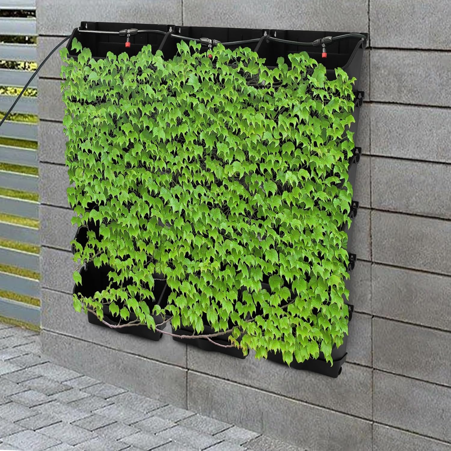 18 Pots Self-Watering Wall-Mounted Planter, 39.4”L x 39.4”H Vertical Wall Planter Self Watering Stackable Planters