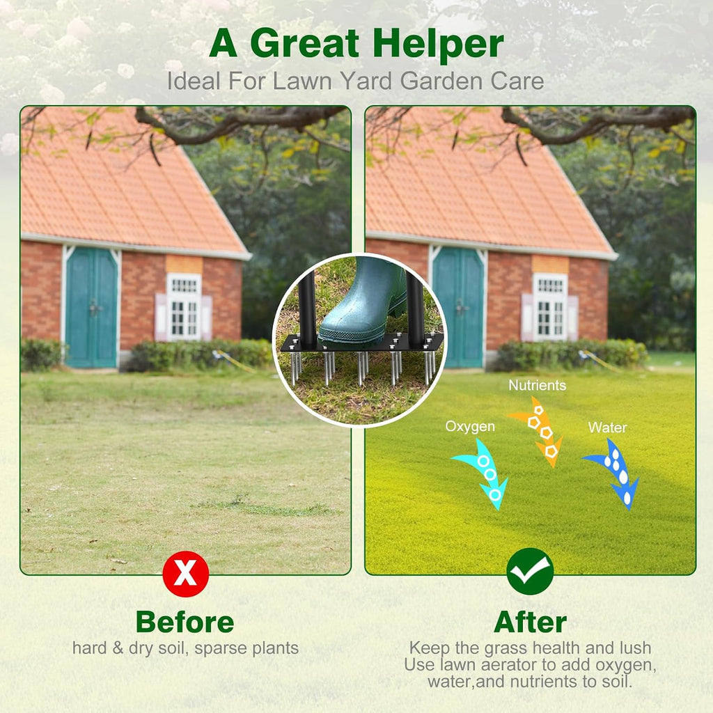 Lawn Aerator Tool - Grass & Soil Aerator for Lawn & Yard Care | 15 Sharp Spikes Manual Aerator for Lawn , Deep Soil
