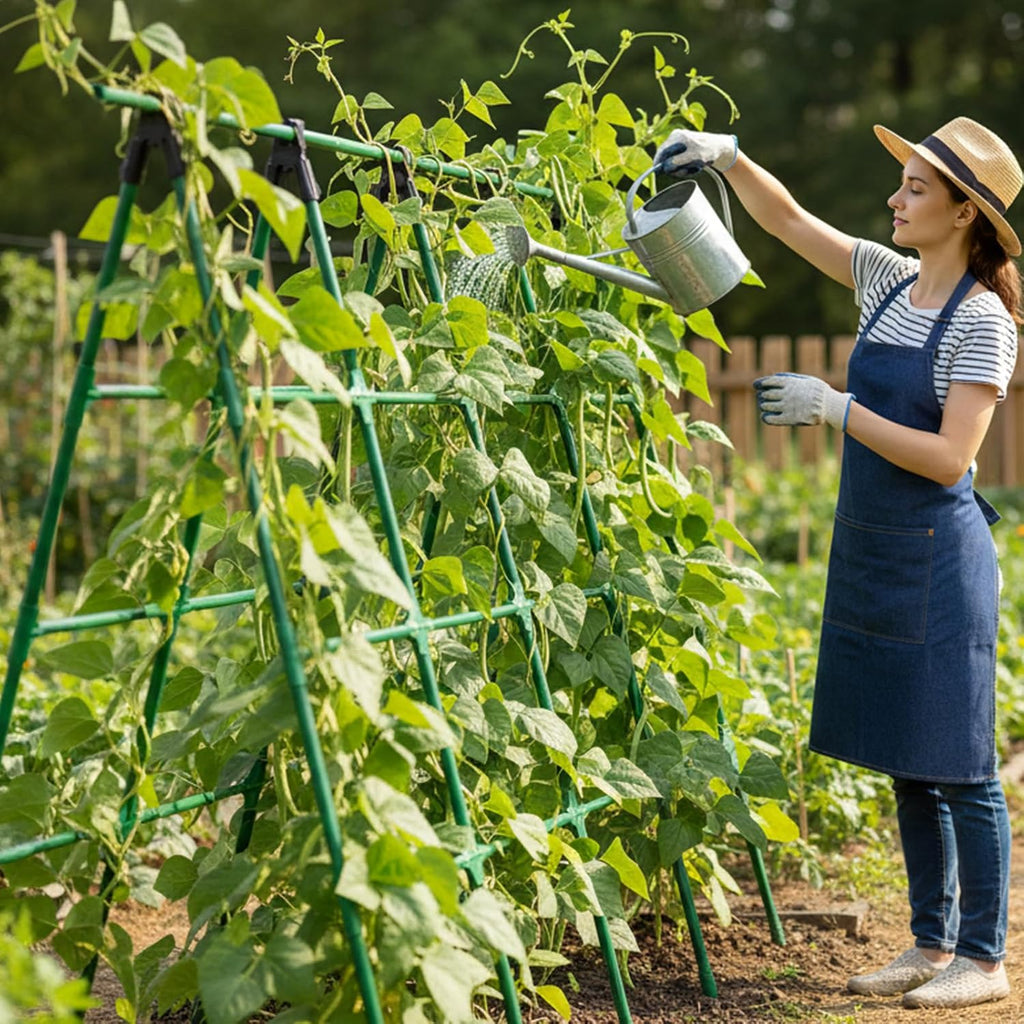 A-Frame Cucumber Trellis for Raised Bed - 63”H x 47”W, Heavy-Duty Detachable Garden Trellis with Netting & Clips