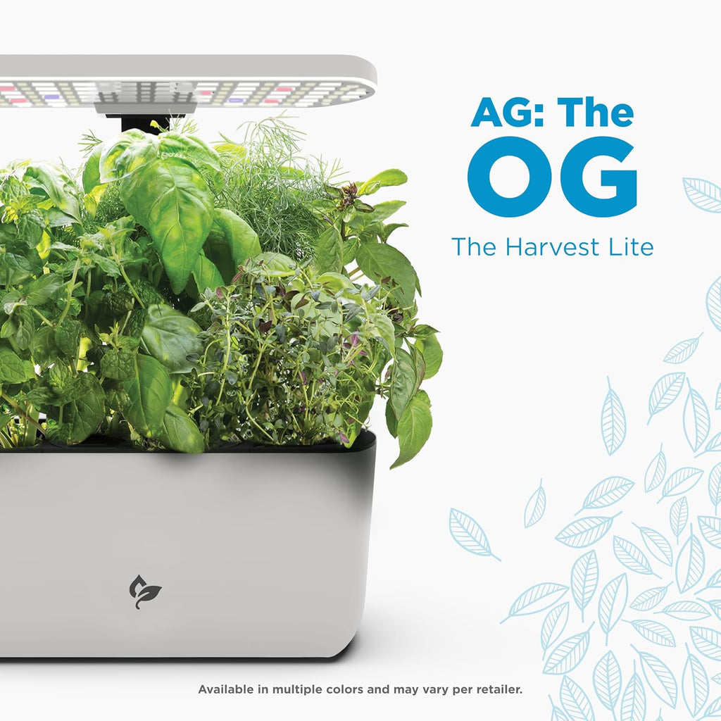 AeroGarden Harvest Lite, Cream | Soil-free Indoor Hydroponic Garden with LED Grow Light for Year-Round Gardening of up