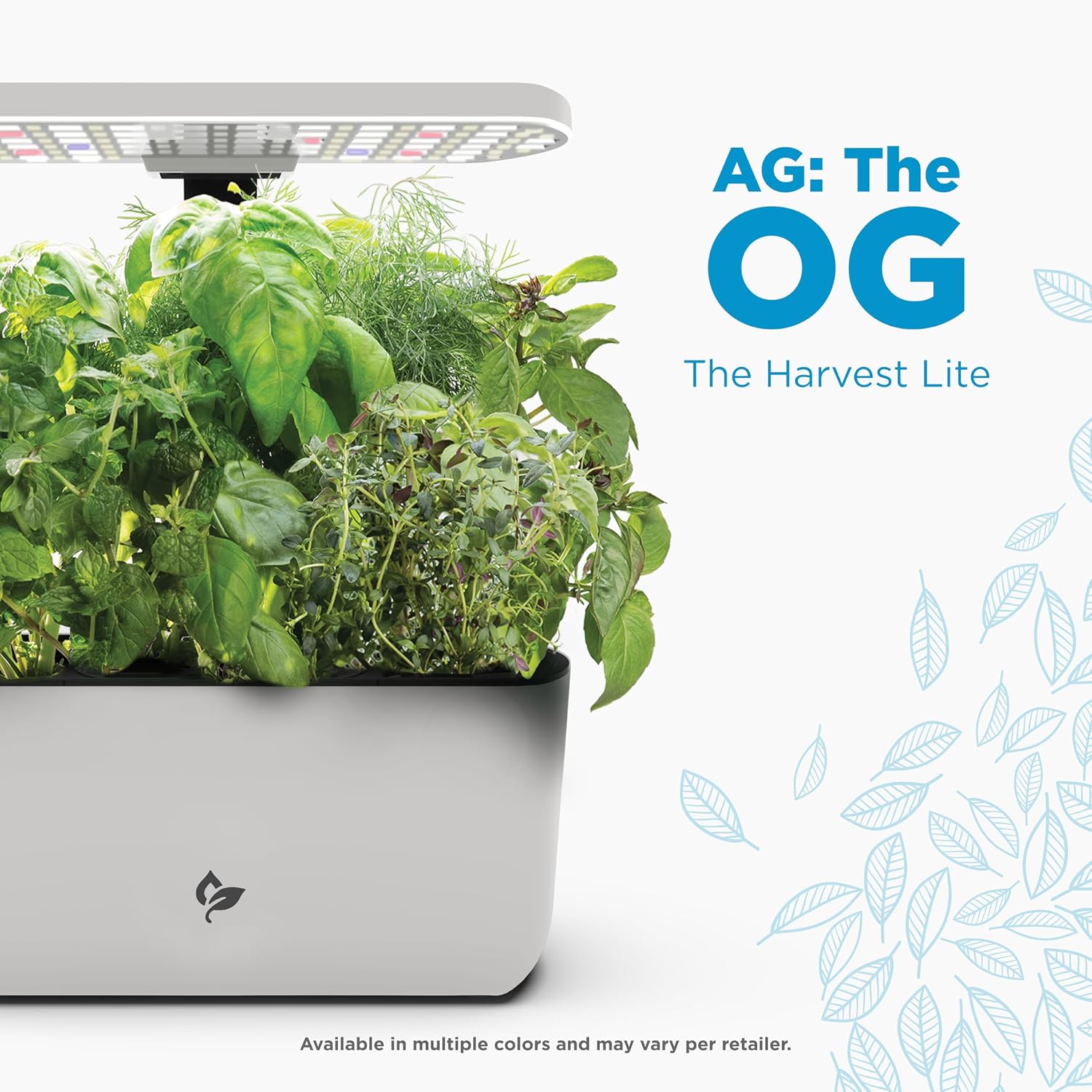 AeroGarden Harvest Lite, Cream | Soil-free Indoor Hydroponic Garden with LED Grow Light for Year-Round Gardening of up