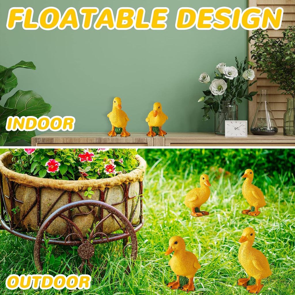 Lenwen 4 Pcs Resin Duck Figures Ducks Statue Duckling Outdoor Garden Statues for Patio Lawn Outdoor Yard Pond
