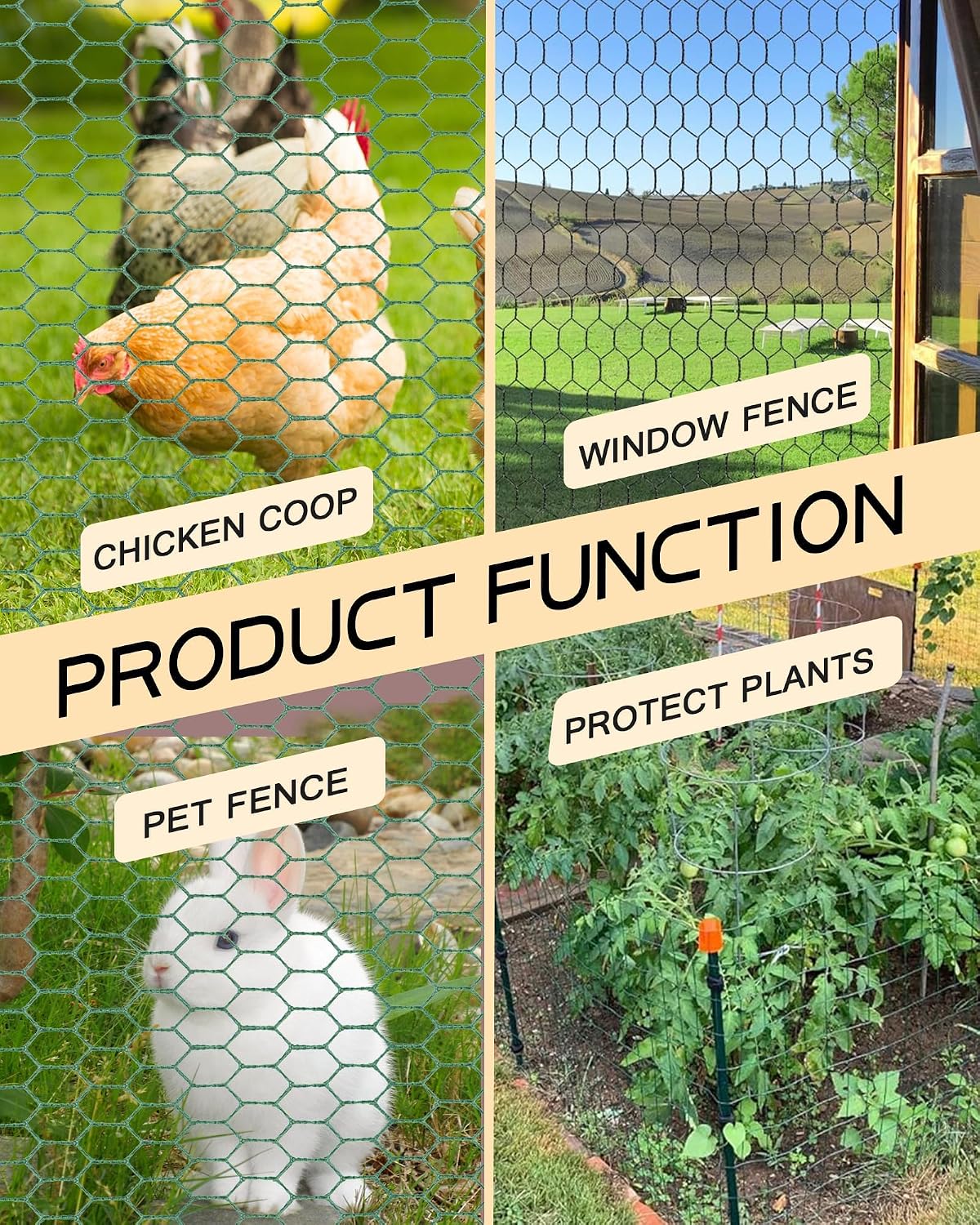 Chicken Wire 15.7in x 393.7in with a Pair of Gloves，1 Wire Cutter，100 Pcs Cable Zip Ties, Floral Chicken Wire Mesh