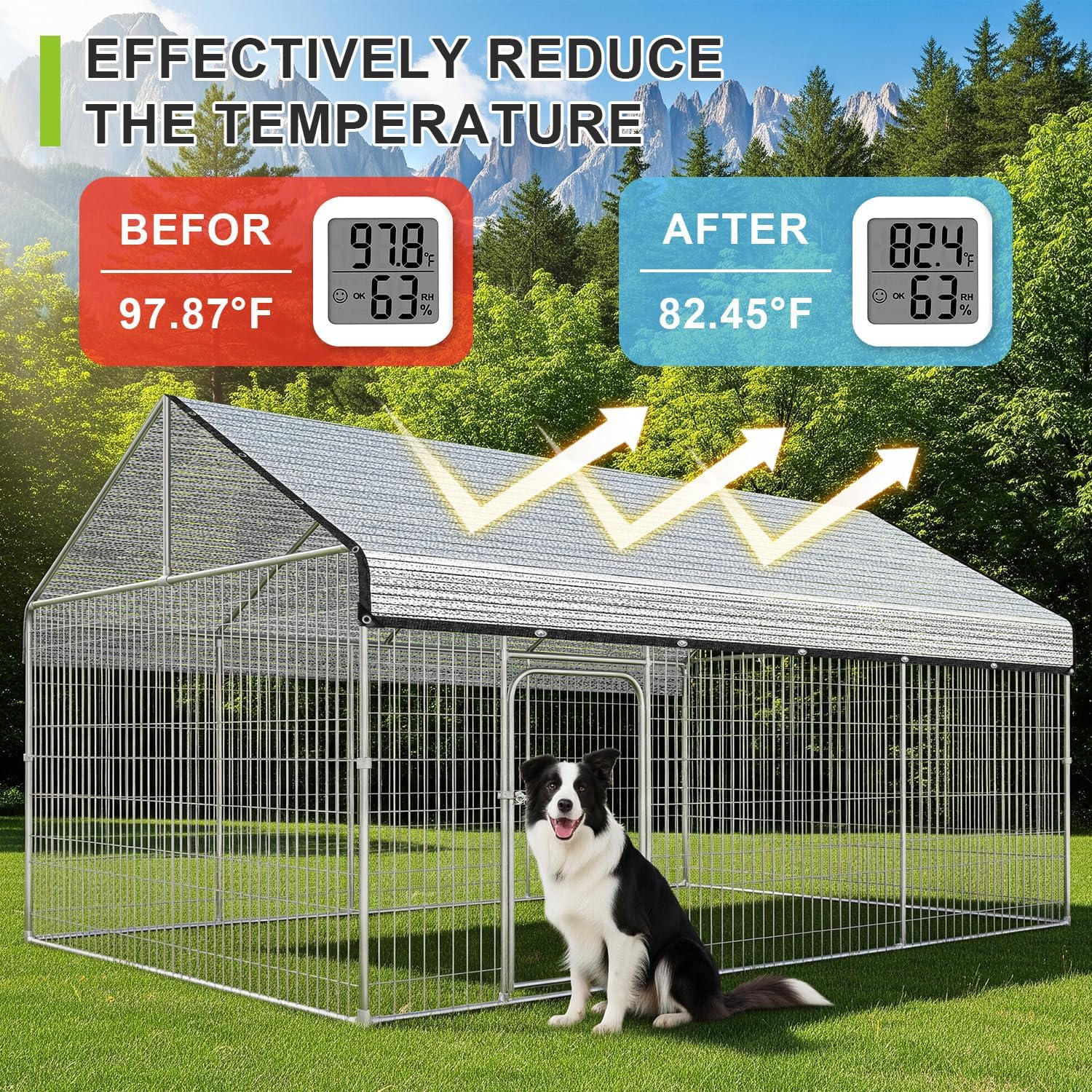 SUNNY GUARD 85% Aluminum Sun Shade Cloth, 20x20FT Heat Reflective Tarp | Reflective Aluminum Shade Cloth Blocks 85%
