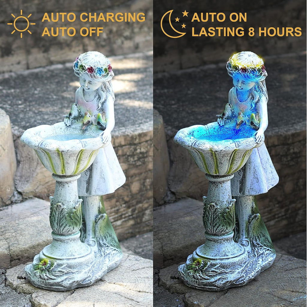 Voveexy Fairy Garden Statue, Solar Garden Angel Figurine Outdoor Decoration Waterproof Angel Sculpture for Patio Yard