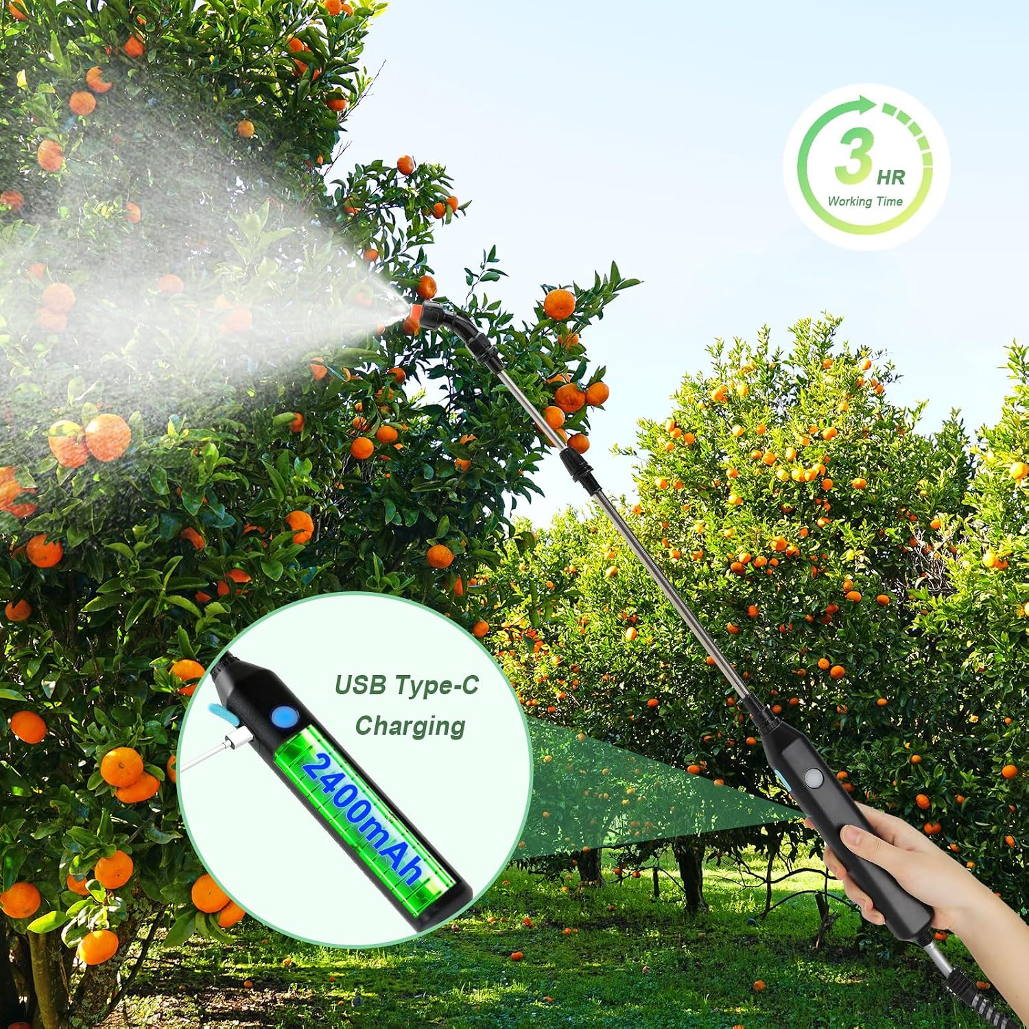 Battery Powered Sprayer, 2 Gallon Electric Sprayers in Lawn and Garden Sprayer Pump Sprayer Outdoor Battery Operated