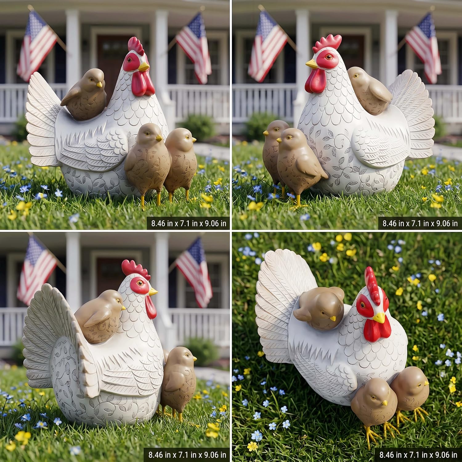 Resin Animal Decorations Gifts, Rustic Garden Statues, Farmhouse Chicken Decor, Hen on Nest, Chicken Statue & Figurine