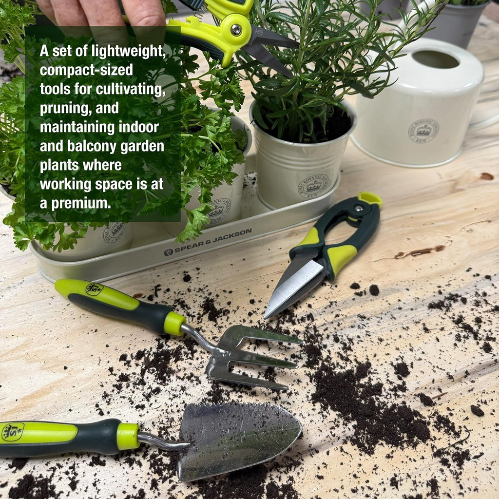 Spear & Jackson Kew Gardens Urban Oasis 4-Piece Garden Tool Set, Plant Shears, Topiary Shears, Planting Trowel & Weed
