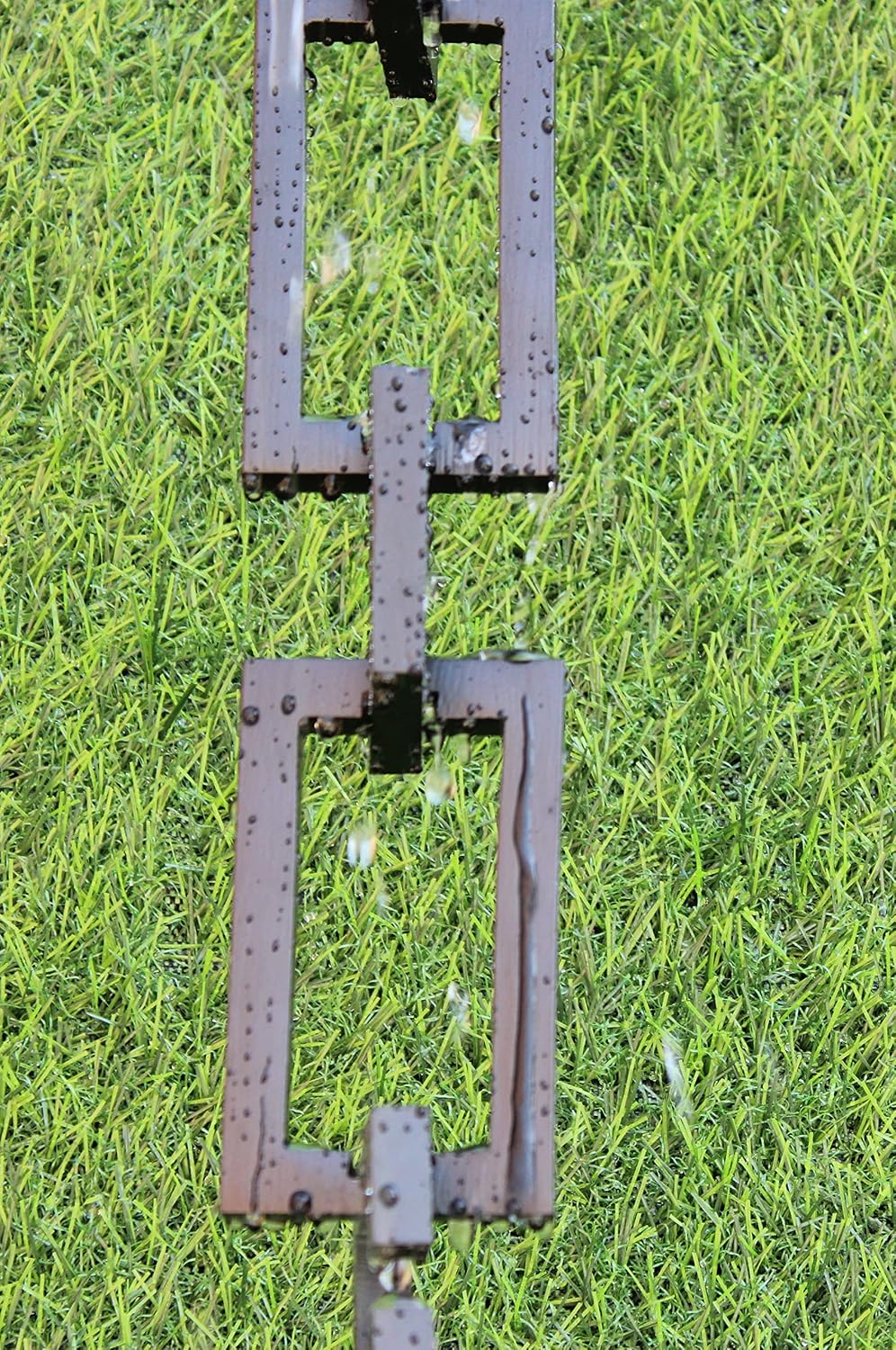 KAM Home Aluminium Artware Rectangle with Square Rain Chain with Installation Kit (Black, 8.5)