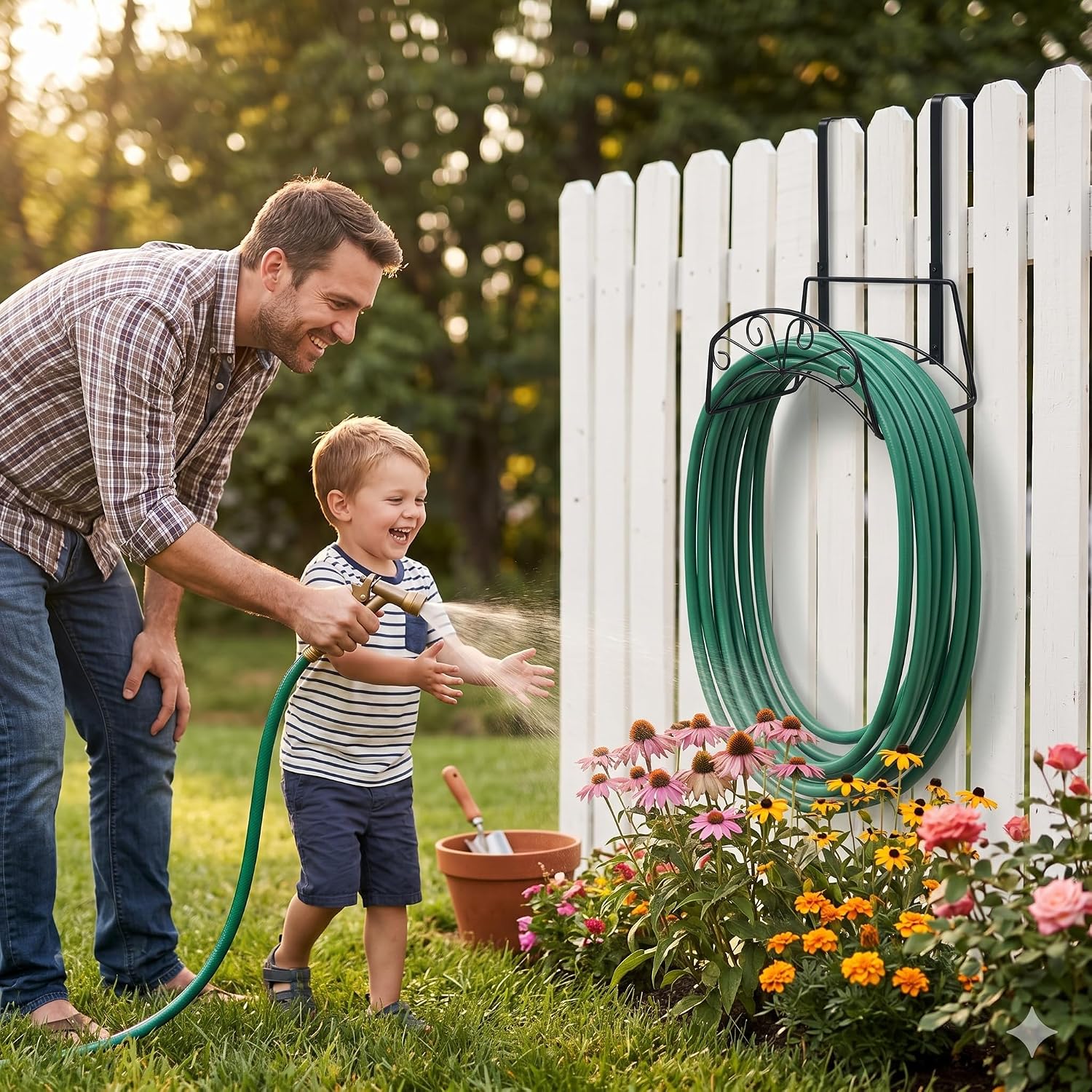 Garden Hose Holder, Water Hose Holder,Sturdy Hose Reel Holds, Metal Water Hose Stand for Outside -Wall Mount Or Hanger