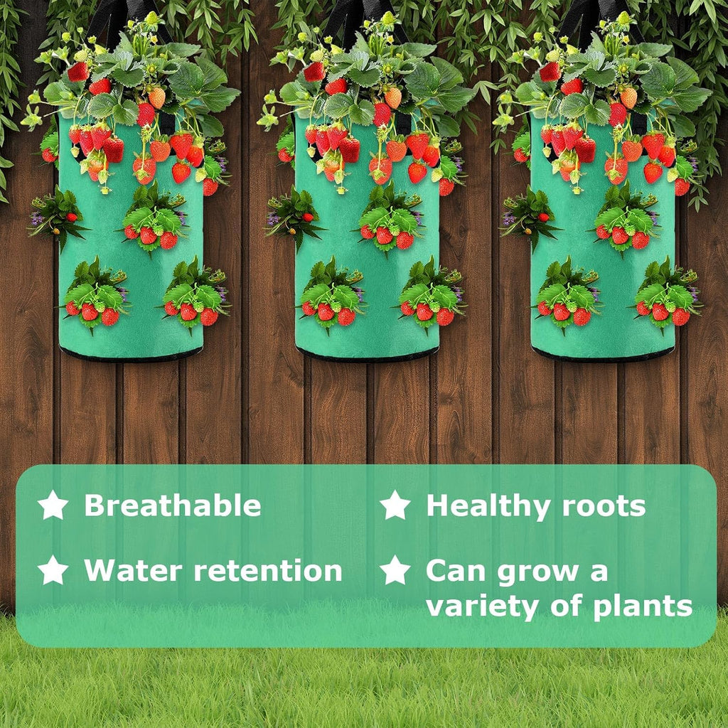 Boao 6 Pieces 3 Gallon Tomato and Herb Planter Hanging Aeration Fabric Strawberry Grow Bags Hanging Strawberry Planter