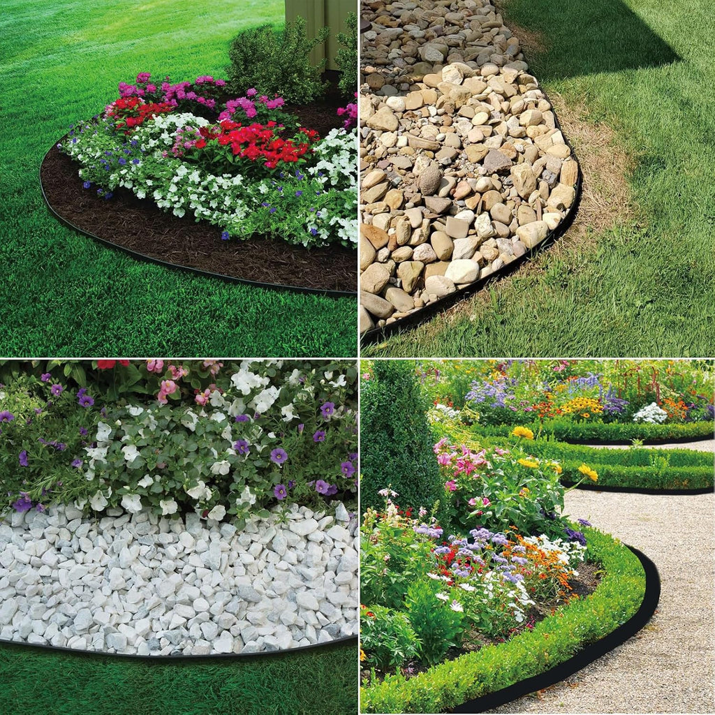 Landscape Edging 33FT, 4IN Tall Garden Edging Borders with 50pcs Stakes | Plastic Lawn Edging Kit, Tool-Free Flexible