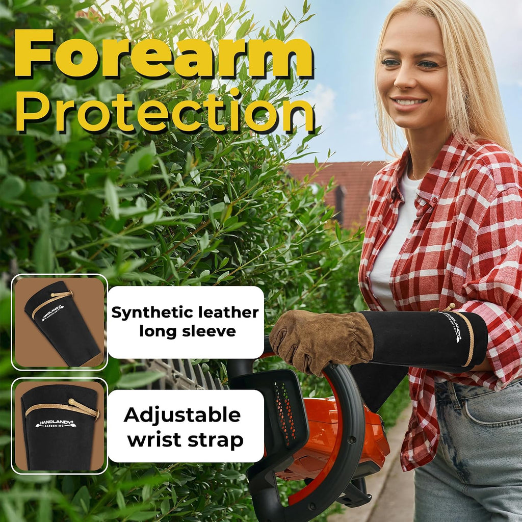 HANDLANDY Rose Pruning Gloves for Men Women, Thorn Proof Gardening Gloves | Long Leather Gardening Gloves, Breathable