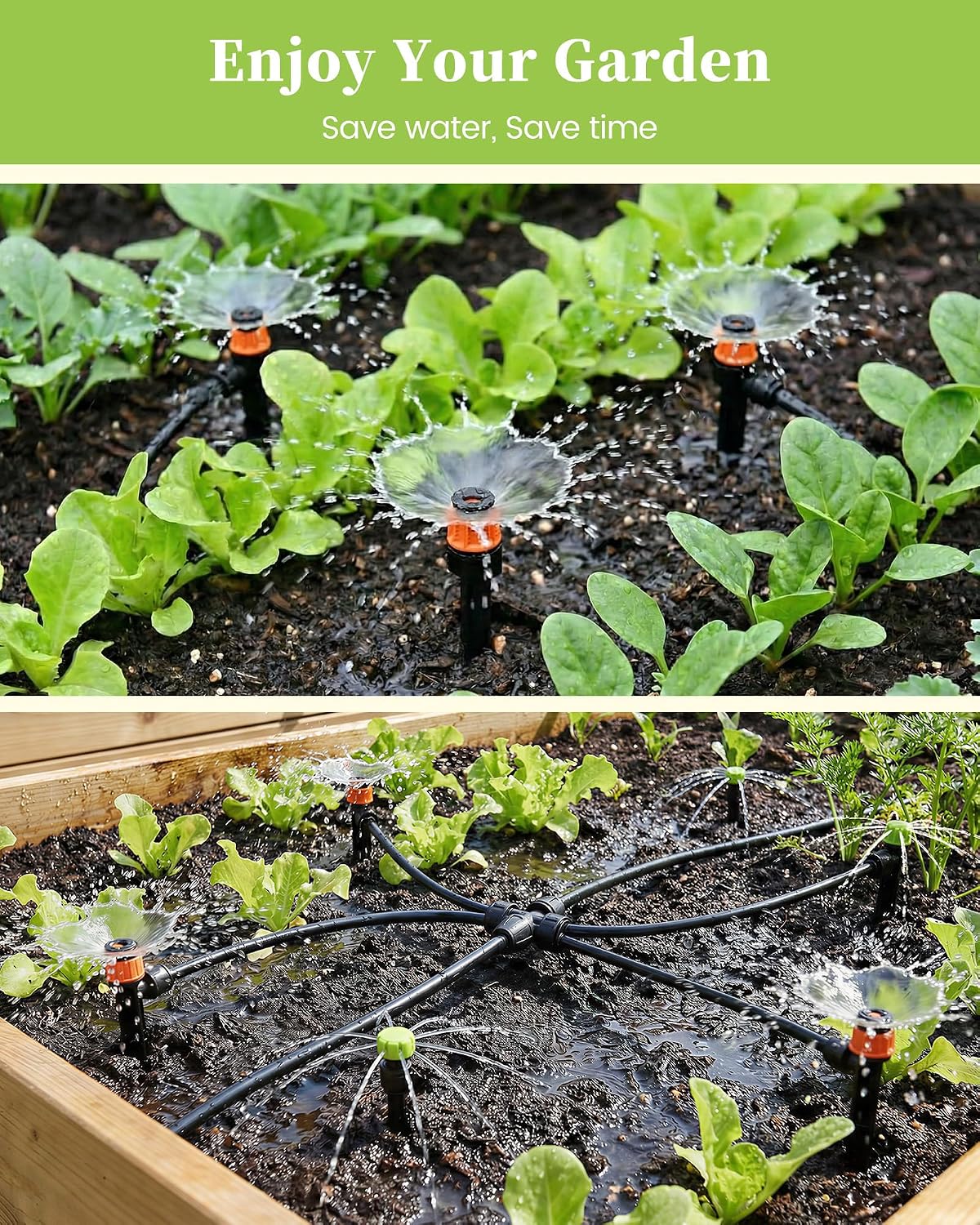 RAINPOINT Drip Irrigation System, Quick-Connect Garden Watering System Kit with Adjustable Emitters for Greenhouse