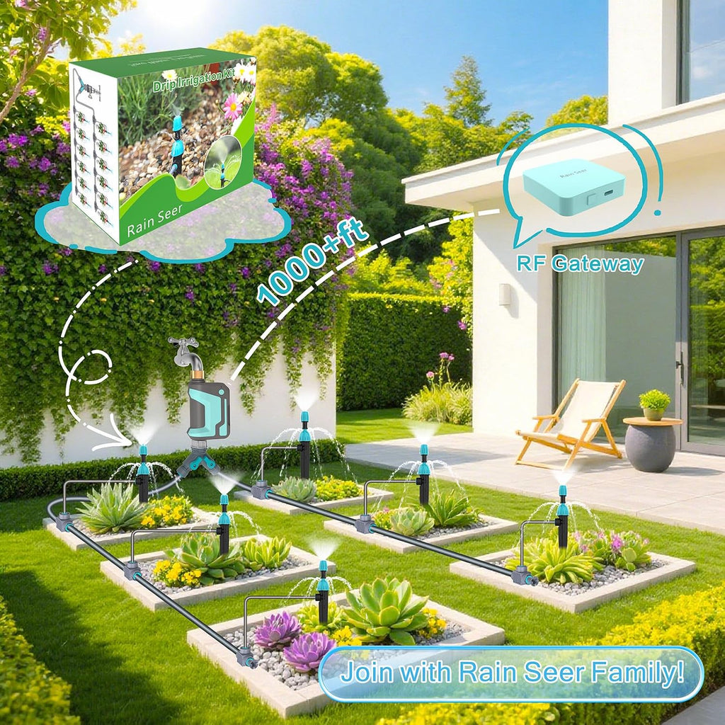 98ft Drip Irrigation Kit, Upgraded Quick-Connect System with Adjustable Nozzles & Durable Hoses, Complete Garden