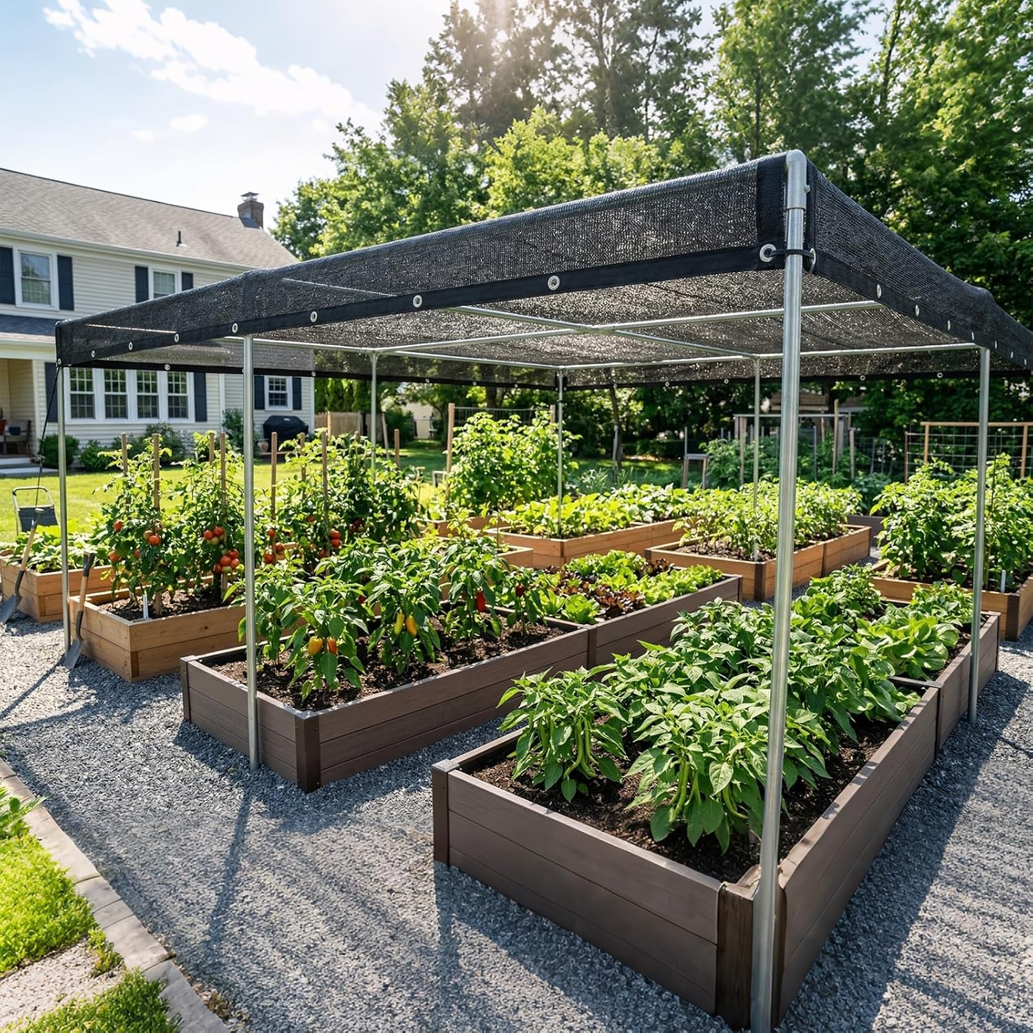 Royal Shade 30% Black Shade Cloth 10FT x 10FT Mesh Tarp with Grommets for Garden Patio, Plant Shading, Greenhouse