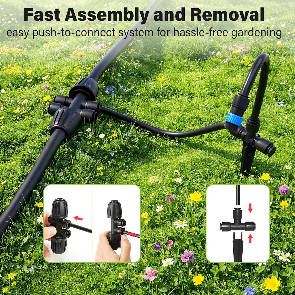 MIXC 2026-Upgrade 360° Adjustable Drip Irrigation System Kit, 200FT Bendable Watering Misting System with 3 Spray