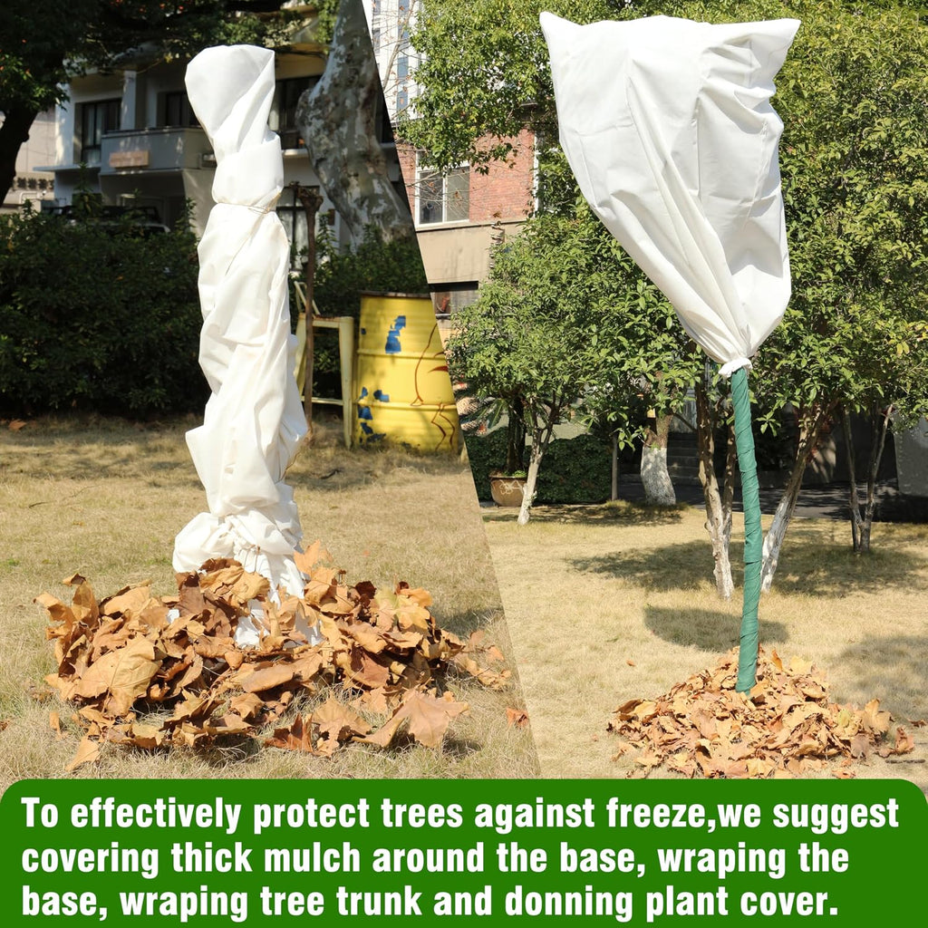 Gardzen 5-Pack Plant Cover Drawstring Tree Cover, Winter Freeze Plant Protection, Tree Jacket Frost Blanket for Outdoor