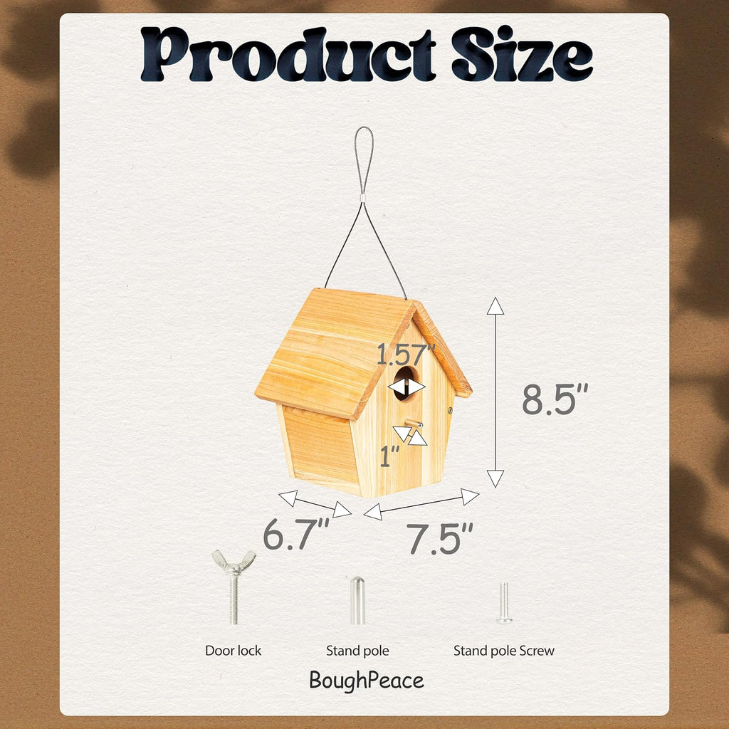 Wooden Bird Houses for Outside Hanging Birdhouses Nest Bluebird House for Cardinals Finch Wren Swallow for Garden