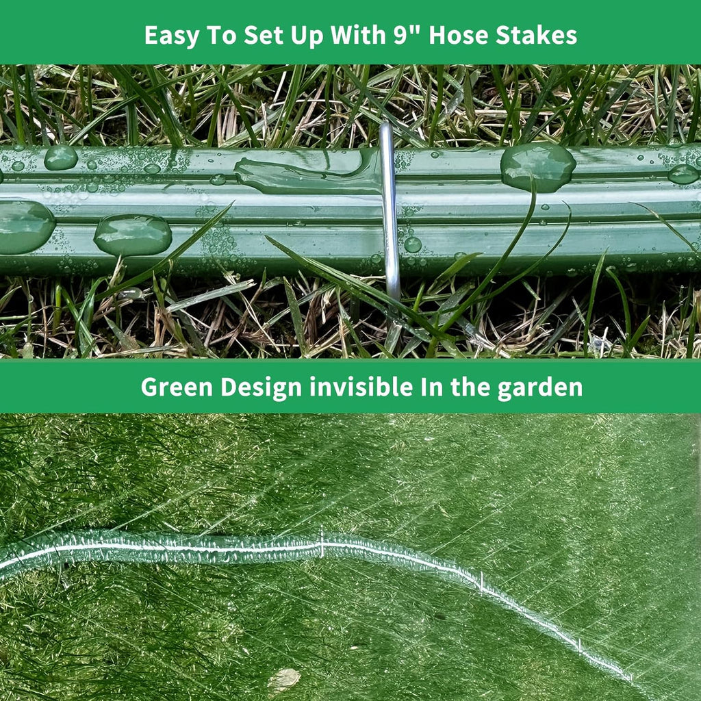 Watoo 2026 Sprinkler Hose & Soaker Hose for Yard - 50 FT Reinforced Flat Garden Hose with Holes, Heavy Duty No-Kink
