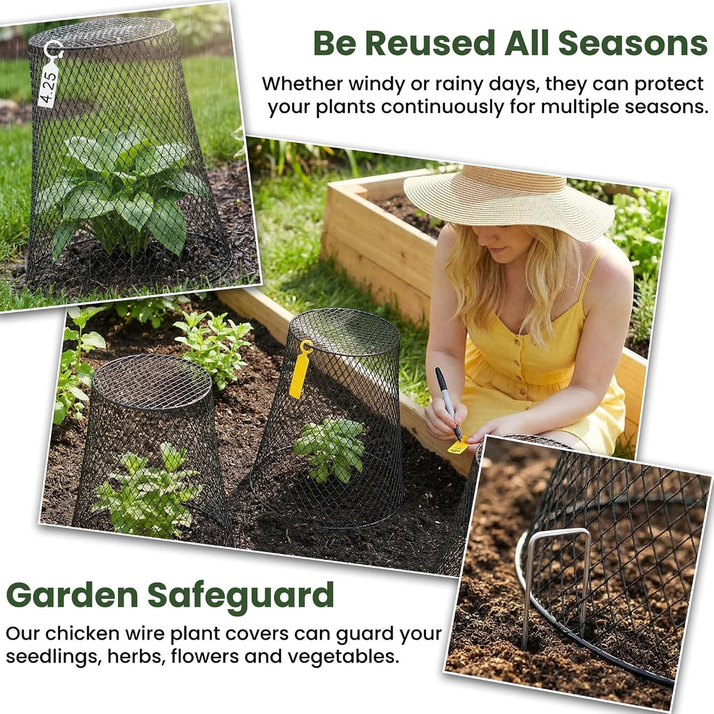 SOUJOY 15 Pcs 12 Inch Large Chicken Wire Cloche Plant Protector Cover, Heavy Duty Metal Garden Plant Protector from