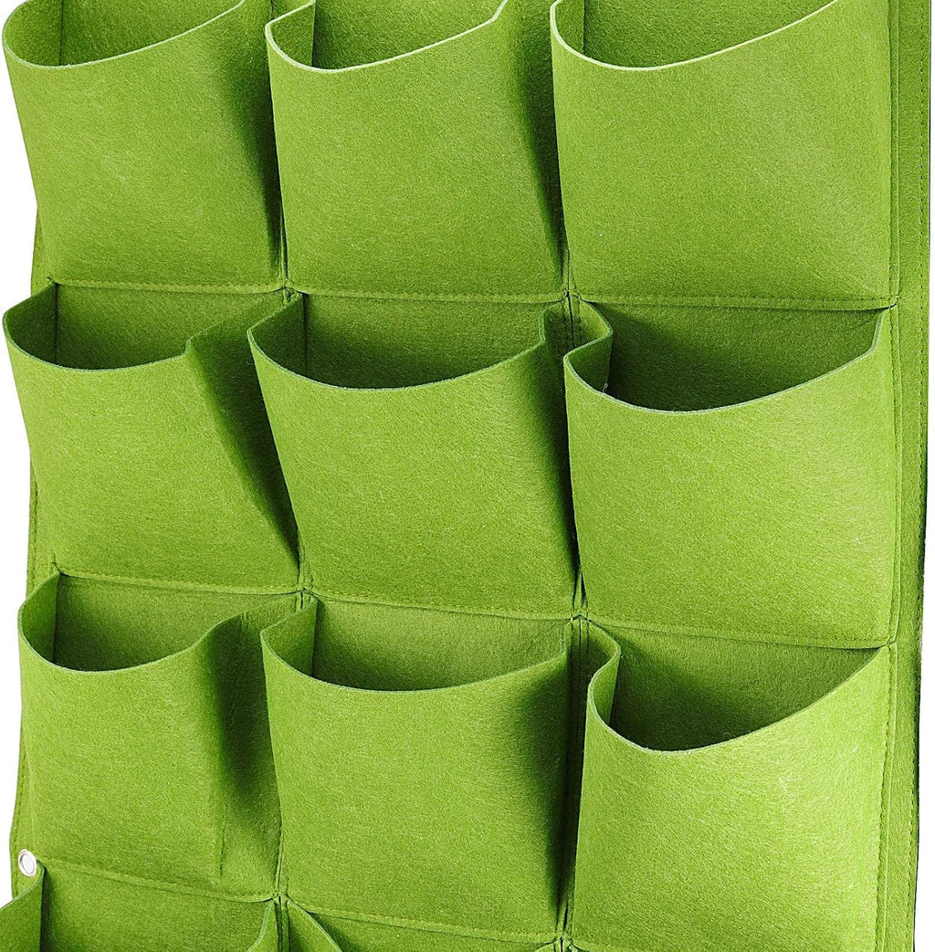 ZOENHOU 2 Pack Total 36 Roomy Pockets Green Vertical Garden Planter, Wall-Hanging Flower Pot Bags, Felt Wall Mount
