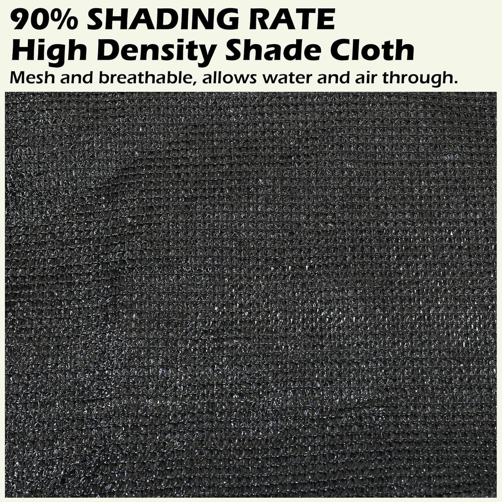 90% Black Shade Cloth 20ft x 40ft Heavy Duty Mesh Tarp with Grommets | Outdoor Sun Shade Canopy for Patio, Garden