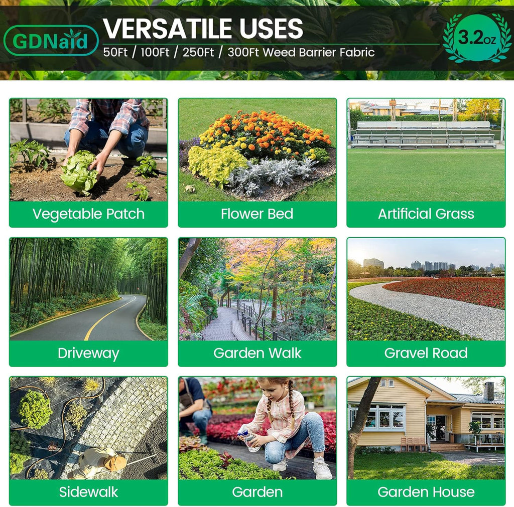 4ftx100ft Weed Barrier Landscape Fabric Heavy Duty, 3.2oz Weed Barrier Fabric, Easy Setup Woven Garden Weed Fabric